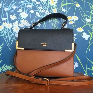 NWOT Dune Shoulder Handbag Tan Black Gold Chic Classy Designer Style